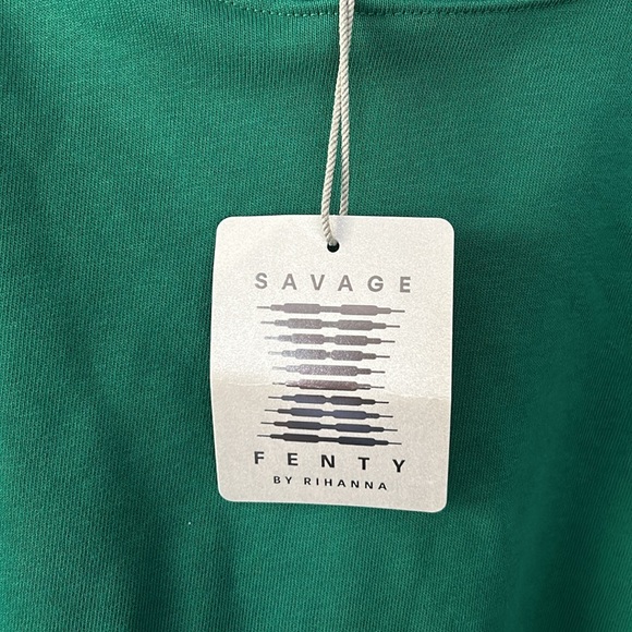 NWT Savage x Fenty Xssential‎ Terry Cropped Hoodie in Emerald Green Sz L - Picture 3 of 8